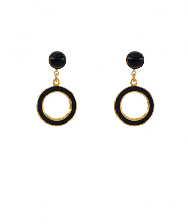 Boucles d'oreilles clips anneau laqué noir (non percées)