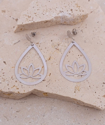 Boucles d'oreilles nénuphar rhodié