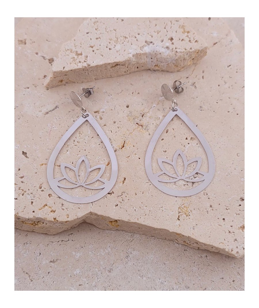 Boucles d'oreilles nénuphar rhodié