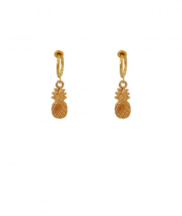 Boucles d'oreilles clip ananas dorés