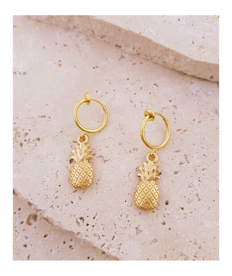 Boucles d'oreilles clip ananas dorés