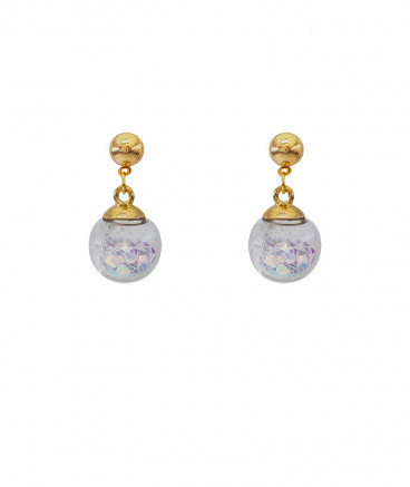 Boucles d'oreilles clip flacon pétales irisés