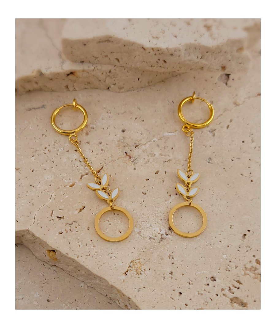 Boucles d'oreilles clip pendantes épis blancs