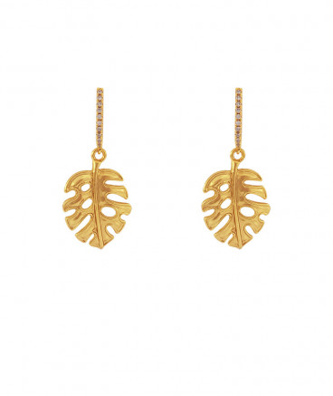 Boucles d'oreilles clip feuille exotique