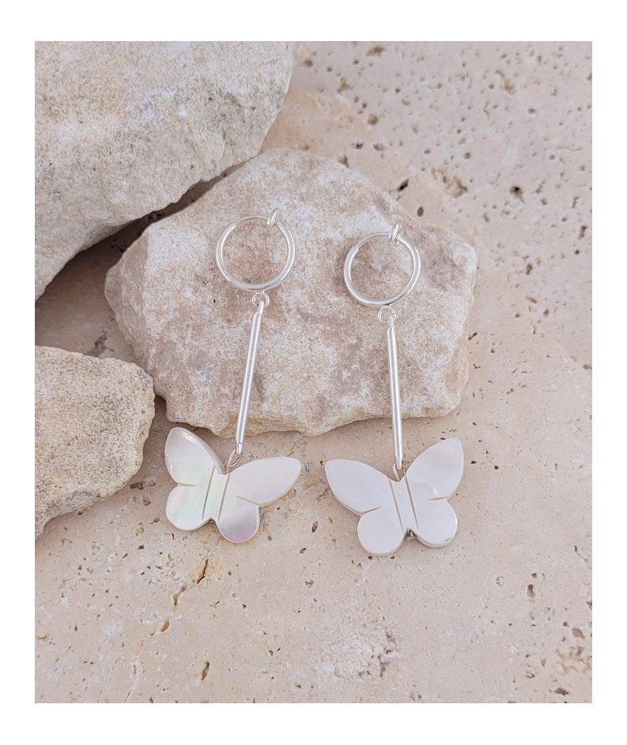 Boucles d'oreilles clips nacre papillon