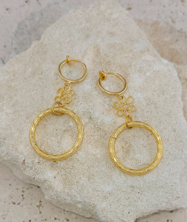 Boucles d'oreilles clip anneau ciselé