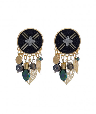 Boucles d'oreilles clips breloques noires