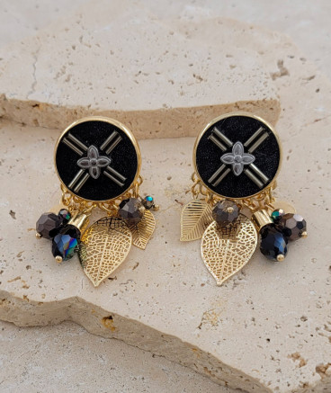Boucles d'oreilles clips breloques noires