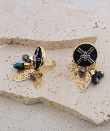 Boucles d'oreilles clips breloques noires