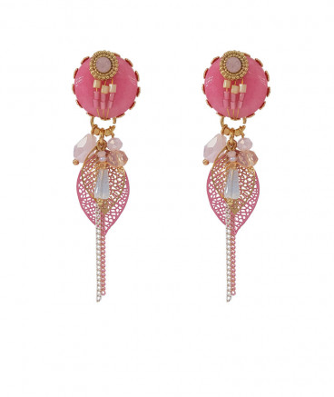 Boucles d'oreilles à clip rose bonbon