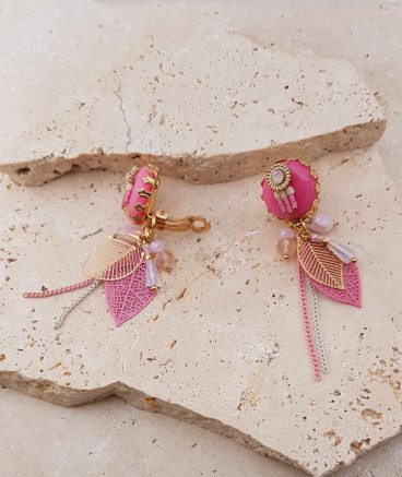 Boucles d'oreilles à clip rose bonbon