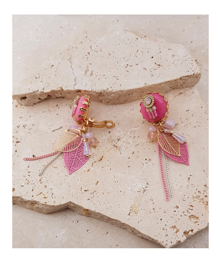 Boucles d'oreilles à clip rose bonbon