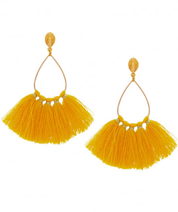 Boucles oreilles clip pompons jaune or