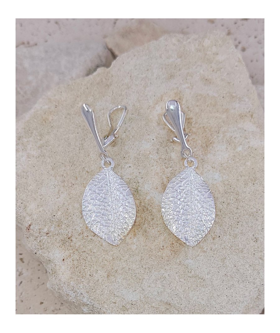 Boucles oreilles clips feuille argent 925