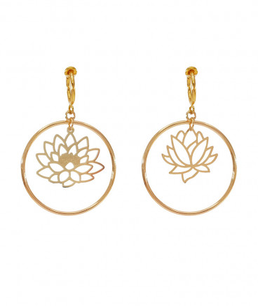 Boucles d'oreilles clip asymétriques nénuphar
