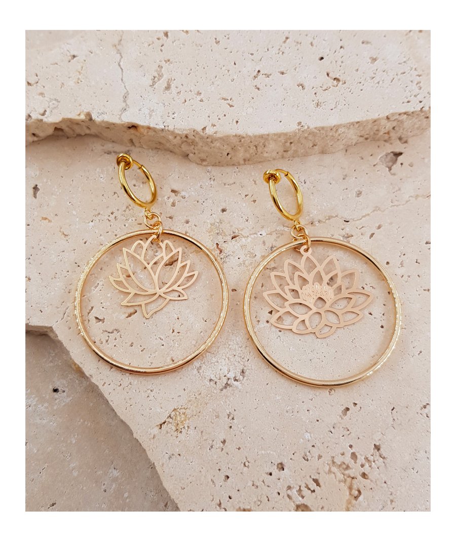 Boucles d'oreilles clip asymétriques nénuphar