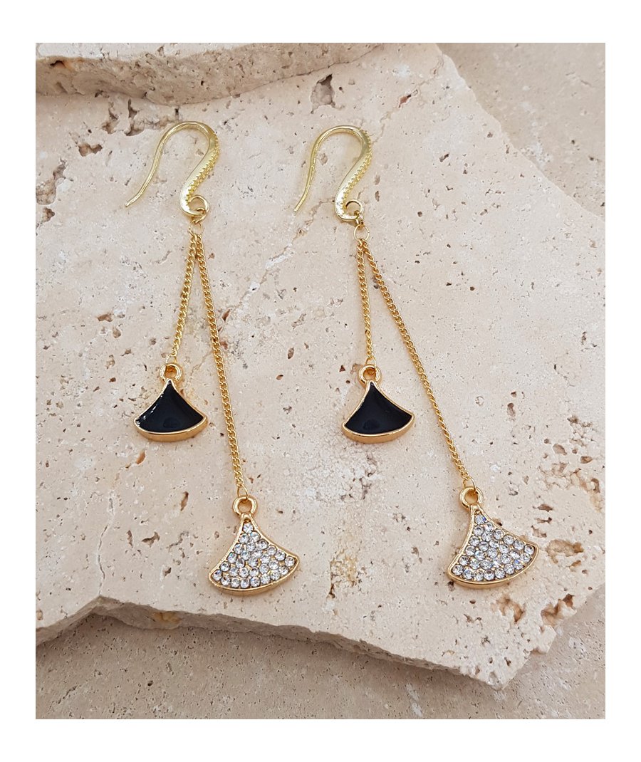 Boucles oreilles lotus noir et strass