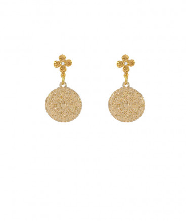 Boucles d'oreilles clip médaille arabesque