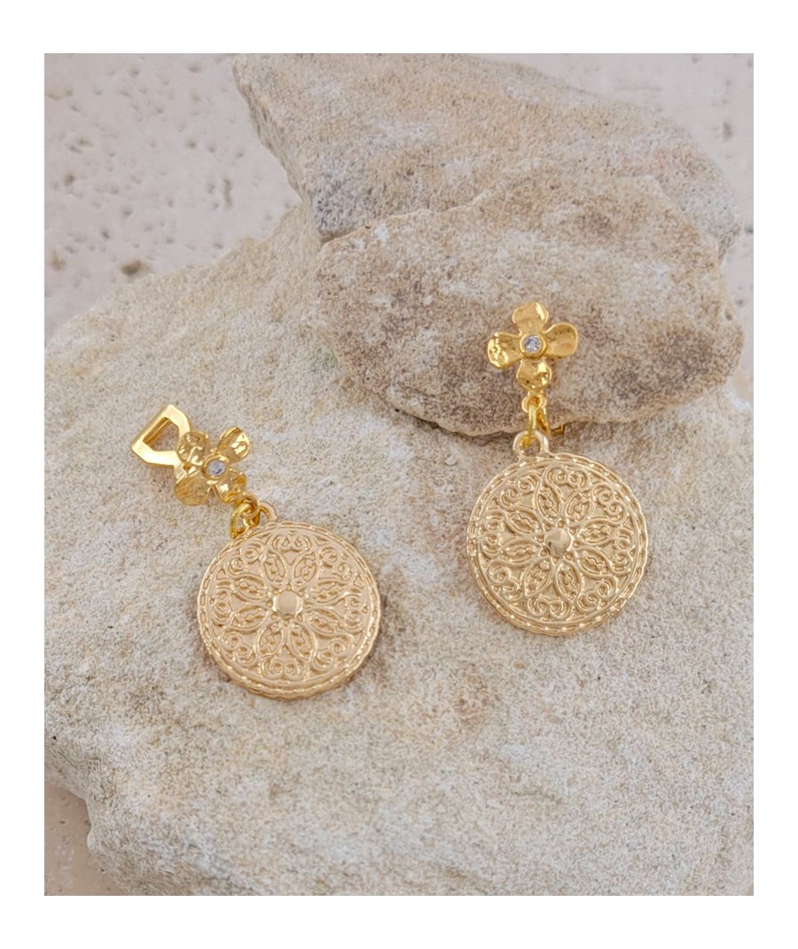 Boucles d'oreilles clip médaille arabesque