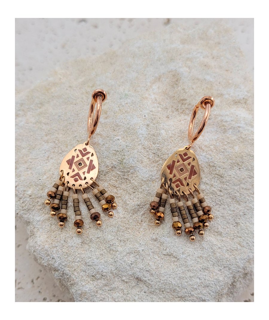 Boucles d'oreilles clips mexicaine taupe  (non percées)