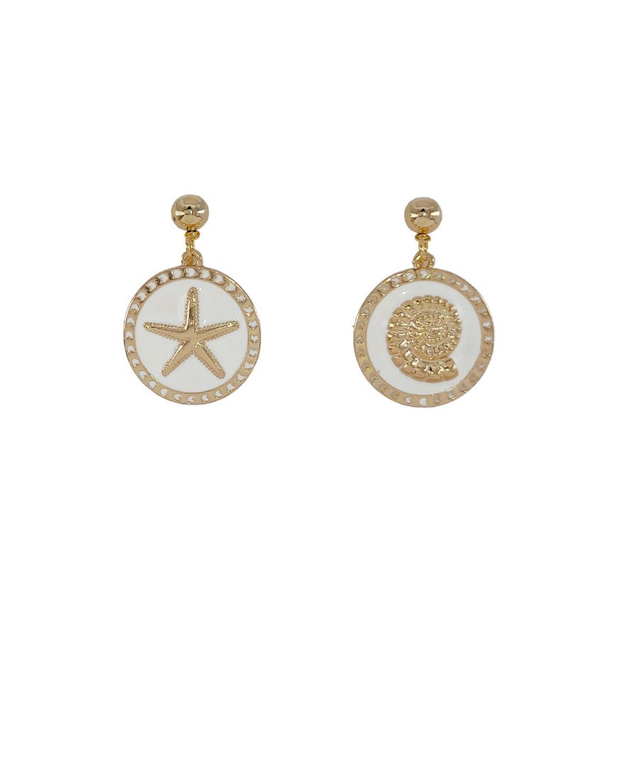 Boucles D'oreilles Clips En Métal Doré Et Coquillages - Modèle J396 - Occasion Bon état