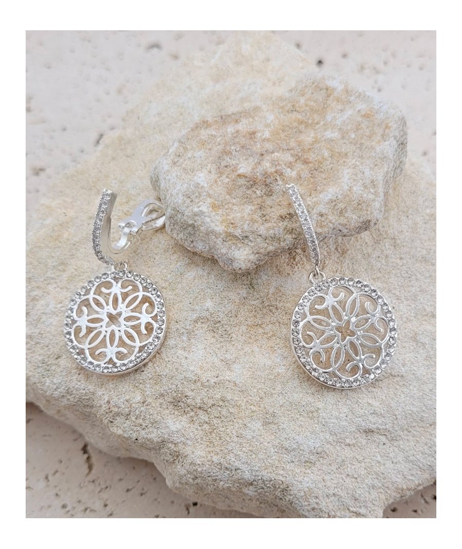 Boucle d'oreille clip ciselées argentées (non percées)