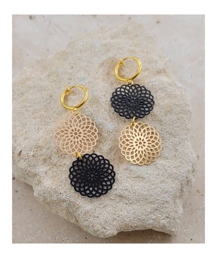 Boucles D'oreilles Clips Asymétriques - Hauteur 14 Cm Et 11 Cm, Métal Et Verre Bleu, Occasion Bon état