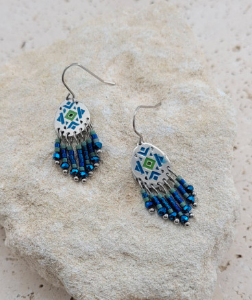 Boucles d'oreilles mexicaine bleues