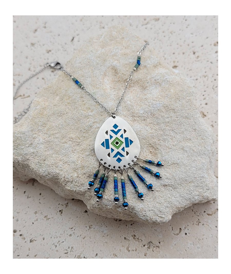 Pendentif acier mexicain bleu