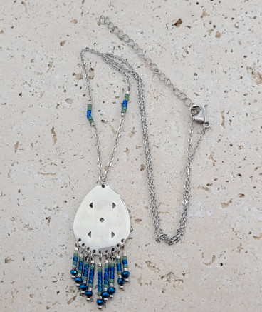 Pendentif acier mexicain bleu
