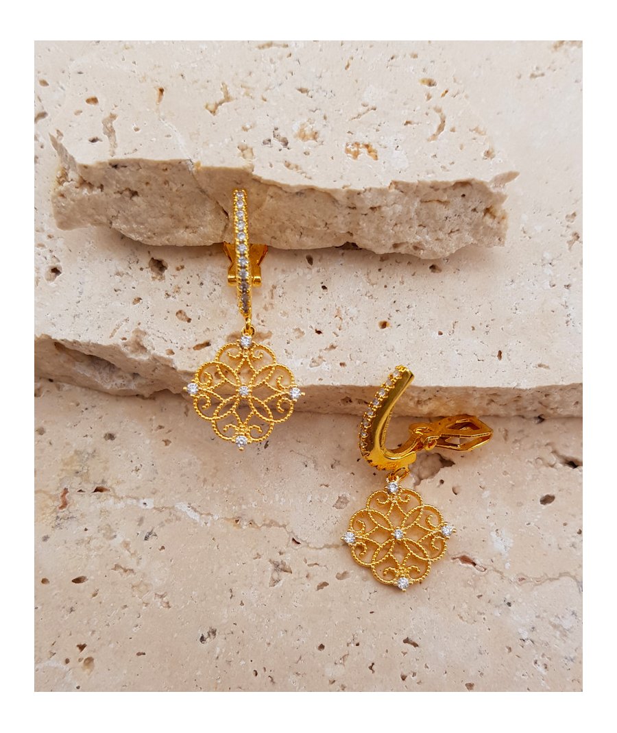 Boucle d'oreille clip ciselées dorées