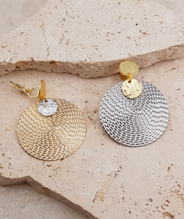 Boucles d'oreilles clip asymétriques tressées