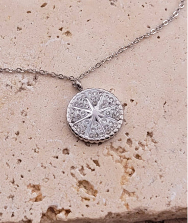 Pendentif acier rose des vents