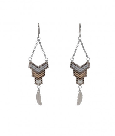 Boucles oreilles acier plume