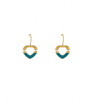 Boucles d'oreilles acier coeur turquoise