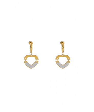 Boucles d'oreilles clip acier coeur blanc