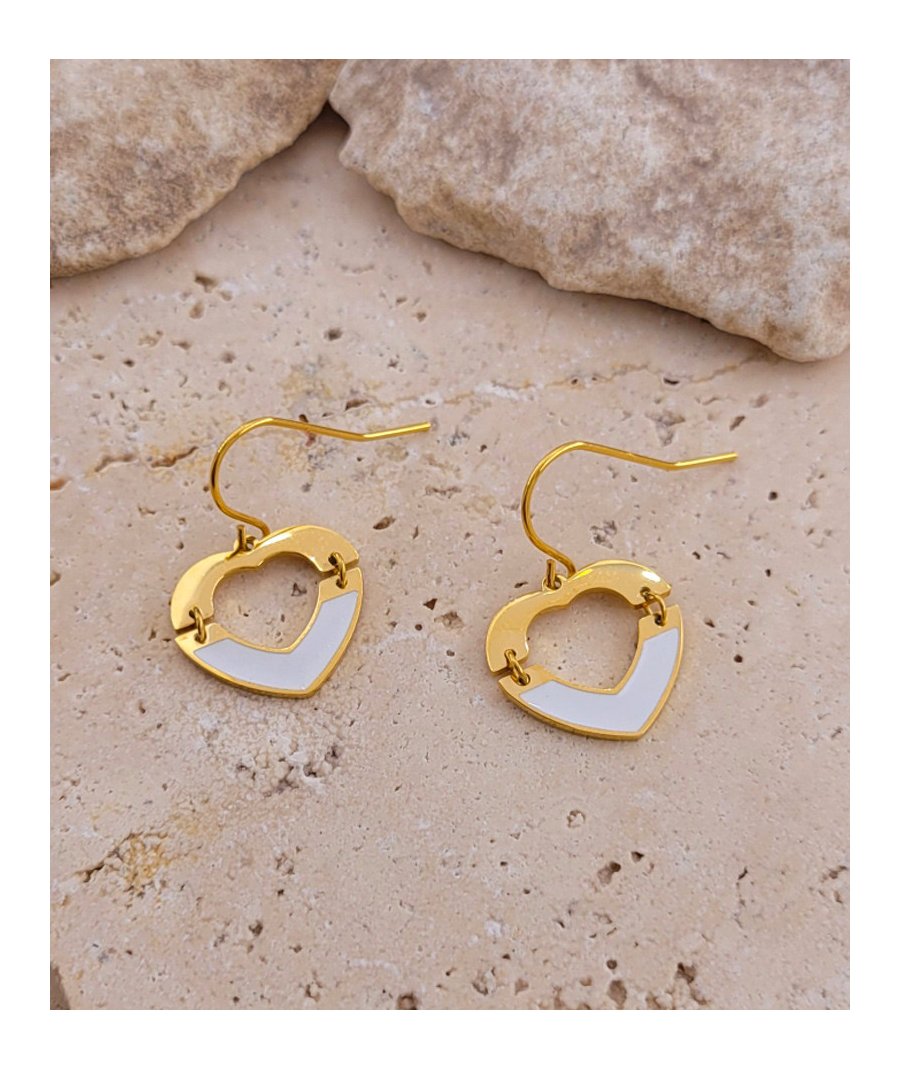 Boucles d'oreilles clip acier coeur blanc