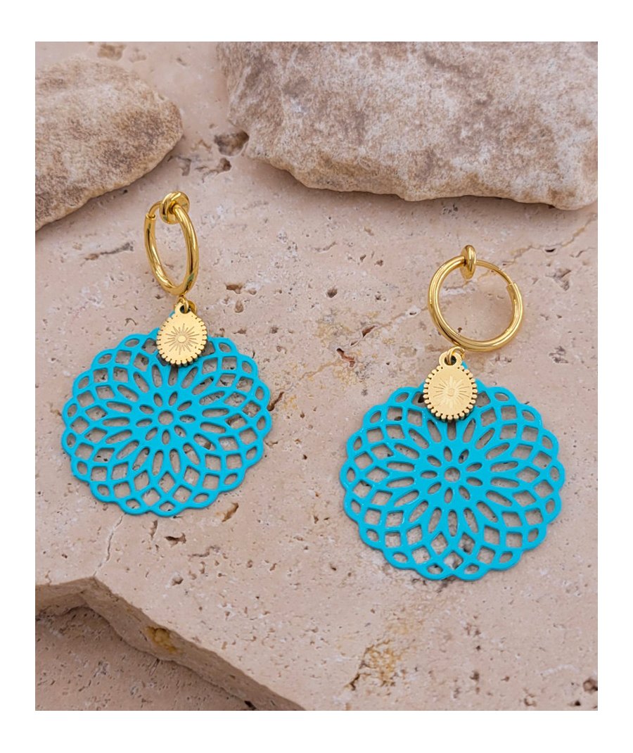 Boucles d'oreilles clip acier turquoise