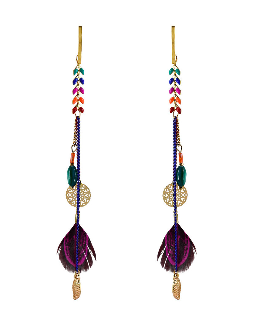 Boucles d'oreilles clip pendantes multicolore
