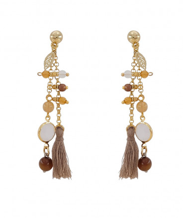 Boucles d'oreilles breloques pompon et cristal