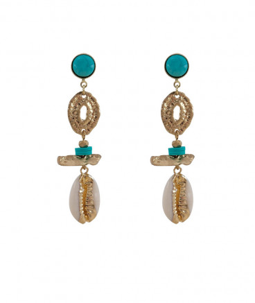 Boucles d'oreilles clips coquillage turquoise