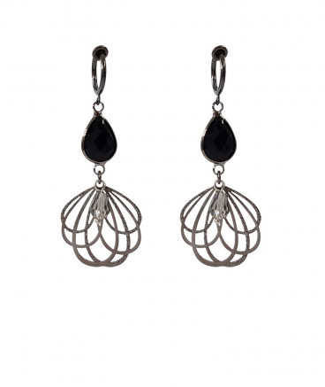 Boucles oreilles clips pendantes libellule noires