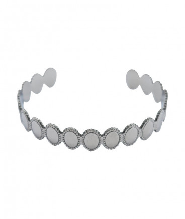 Bracelet jonc médaillons ovales acier 1 cm