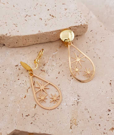 Boucles d'oreilles à clips étoiles dorées