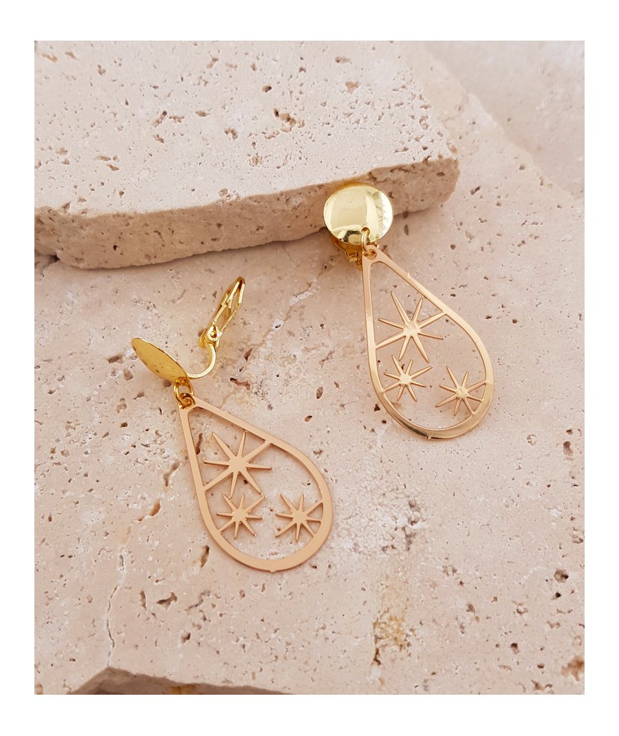 Boucles d'oreilles à clips étoiles dorées