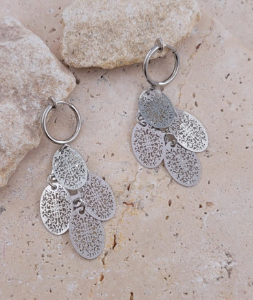 Boucles d'oreilles clip arabesques rhodiées