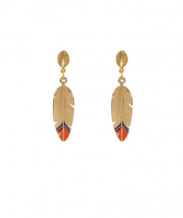 Boucles d'oreilles plume dorée
