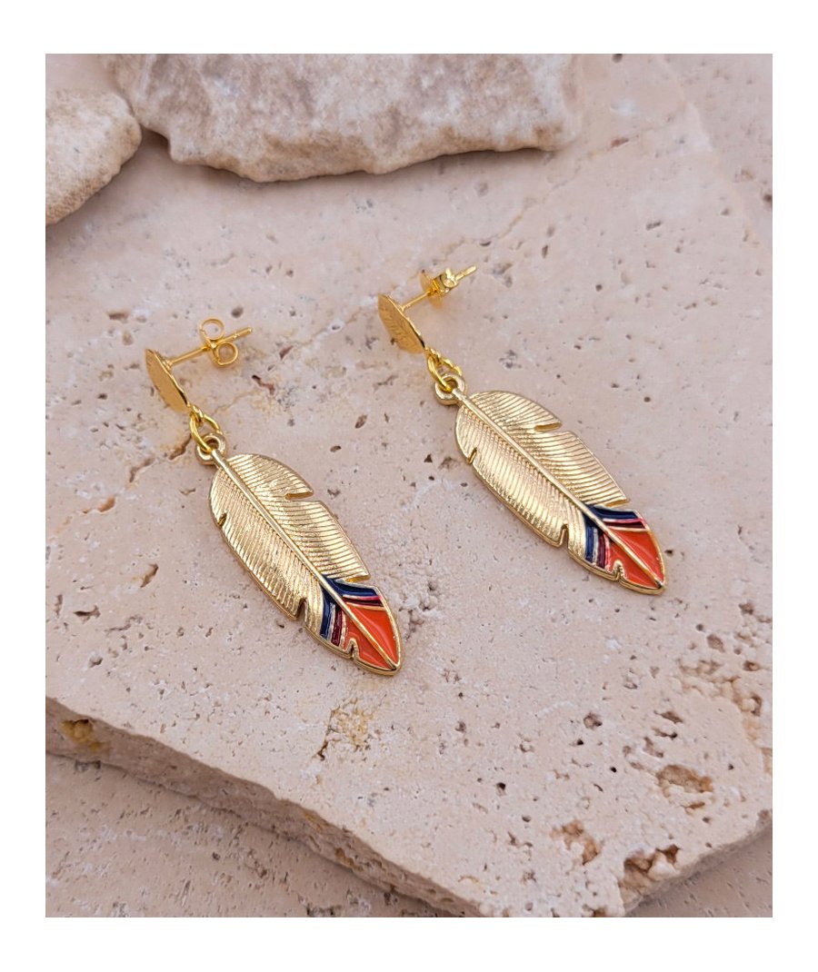 Boucles d'oreilles plume dorée