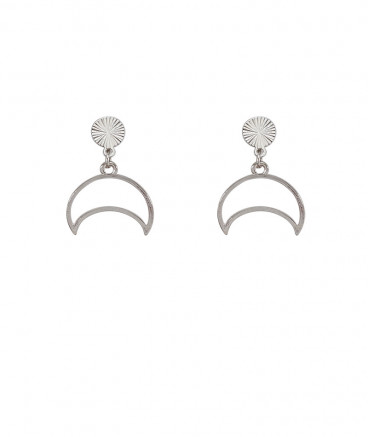 Boucles oreilles clips lune rhodiée