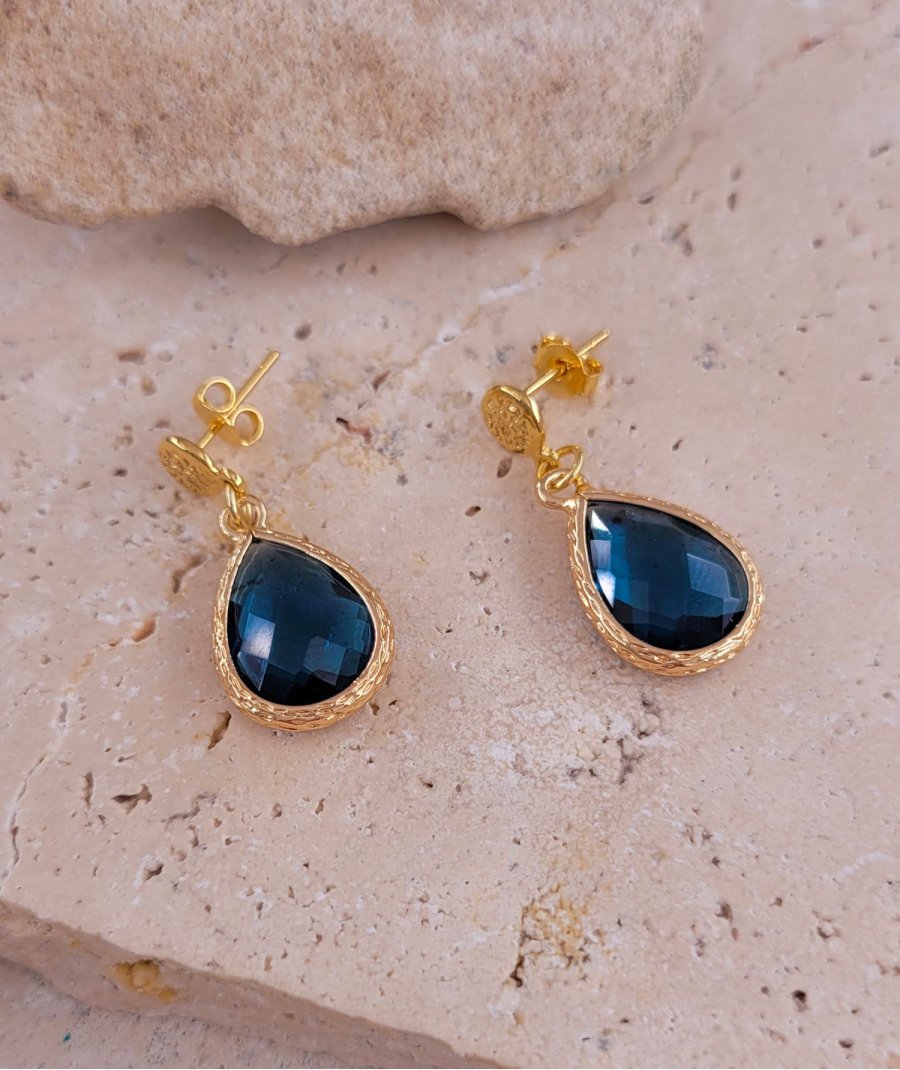 Boucles d'oreilles cristal bleu saphir